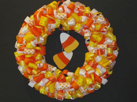 Candy Corn Ribbon Wreath Etsy