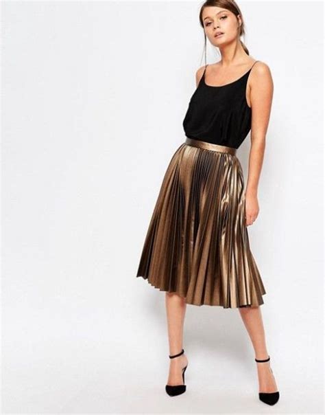 Asos Gold Pleated Skirt Outfit With Pleated Skirts Asos