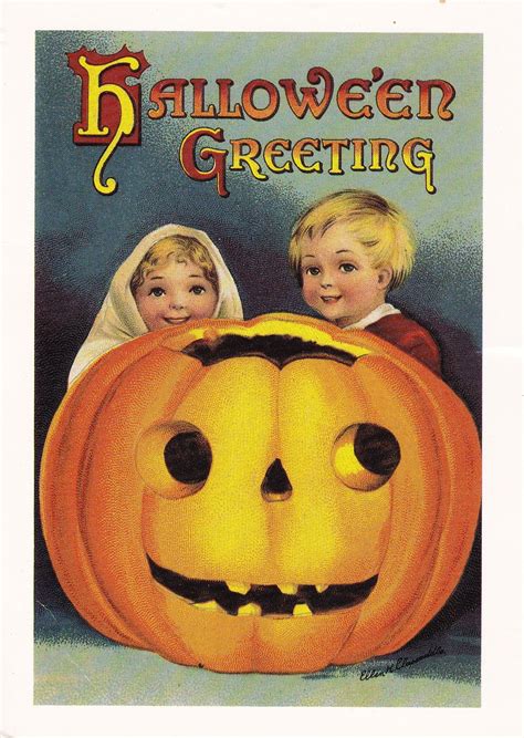 Reproduction Vintage Postcard Vintage Halloween Cards Halloween