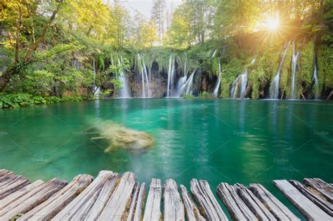 Sunny Waterfall Containing Background Beauty And Beautiful High Quality Nature Stock Photos