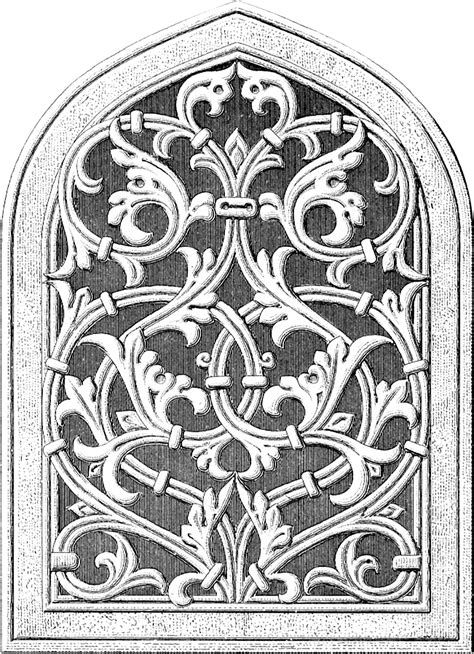 Old Gothic Arch Window Architectural Drawing The