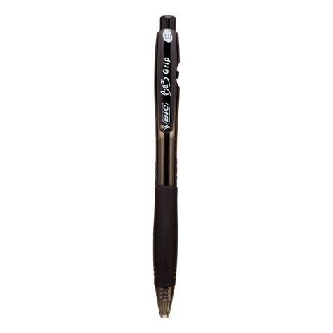 Bic Bu3 Grip Retractable Ballpoint Pens Medium Point Black 12 Count