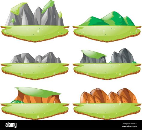 Different Landforms For Plains And Mountains Illustration Stock Vector