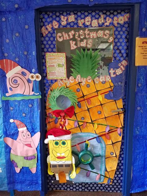 Festive Spongebob Christmas Door Decoration