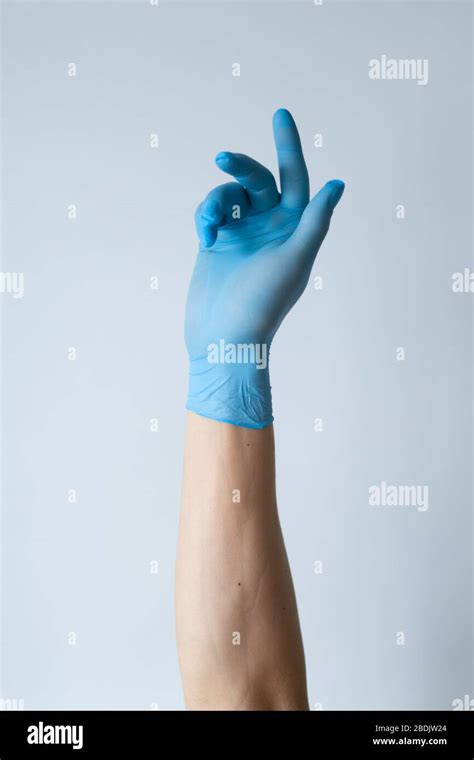 Hand Women Asian Five Finger Symbol With Glove Of Doctor Isolated On