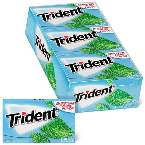 Trident Mint Bliss Sugar Free Gum With Xylitol 12 Packs 168 Pieces
