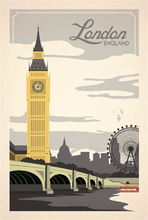 London Vintage Travel Poster Affiches De Voyage Rétro Affiche De