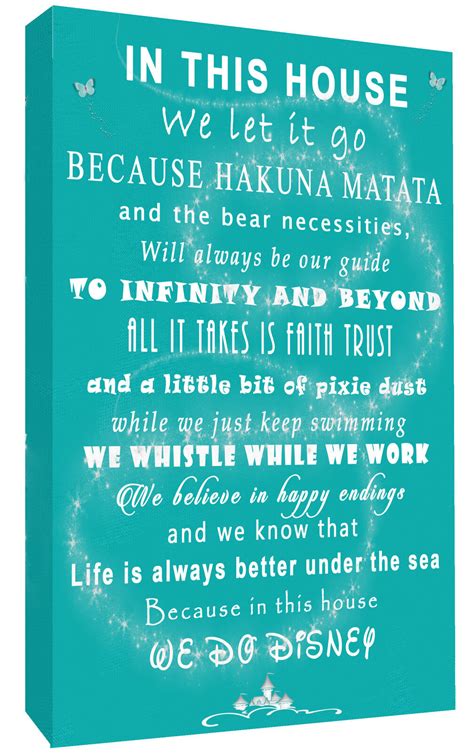 We Do Disney In This House Quote On Canvas Wall Art Picture Print