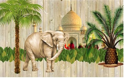 Custom 3d Photo Wall Murals Wallpaper Indian Style Elephant Mural