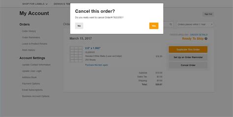 Cancelling an Online Order
