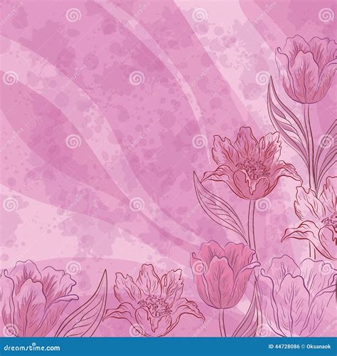 Flowers Tulips On Abstract Background Stock Vector Illustration Of