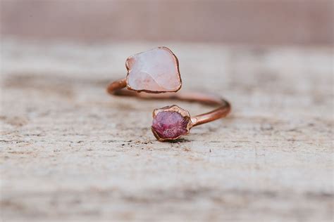 rose quartz and pink tourmaline ring pink tourmaline ring rose engagement ring jewelry