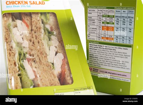 Pre Packed Chicken Salad Sandwiches Showing Nutritional Label On The