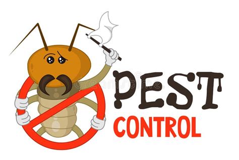 Funny Vector Illustration Of Pest Control Logo For Fumigation Business