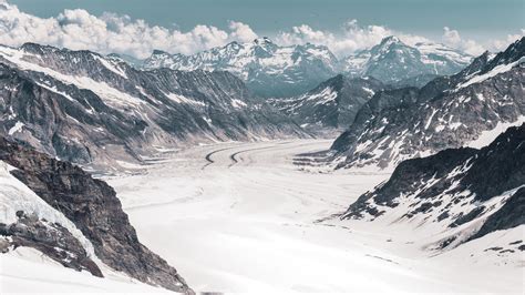 Wallpaper Glacier Pegunungan Salju Puncak Glacier Aletsch Swiss Hd