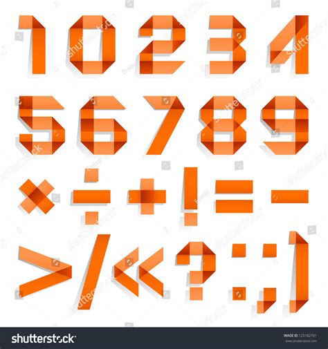 Font Folded From Colored Paper Arabic Numerals Orange