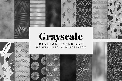 Grayscale Digital Paper Pack