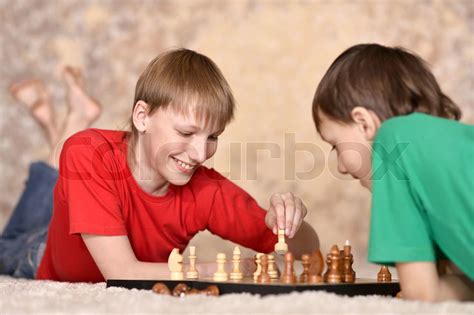 Young Guysplaying Chess Stock Image Colourbox