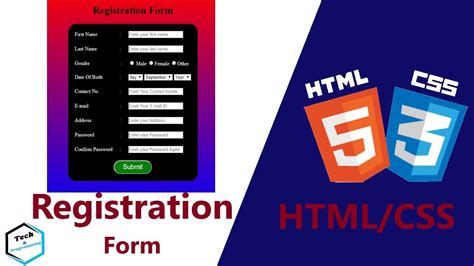 How To Create Registration Form In Html And Css Step By Step With Full