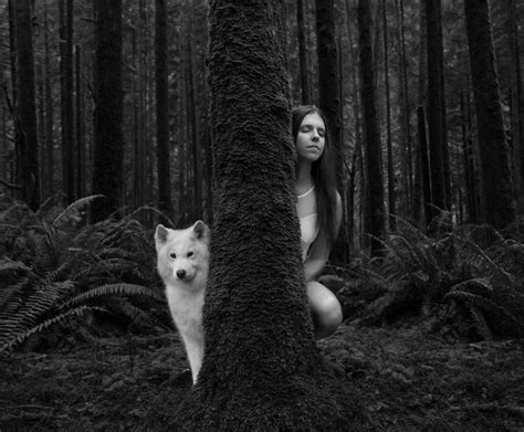 Melissa Amber And Ashley Nicole Woman Wolf Monovisions Black White Photography Magazine