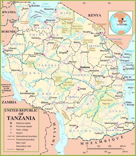 Tansania Politische Karte 5b3