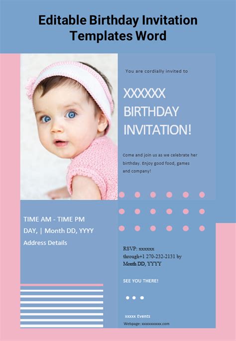 Editable Birthday Invitation Templates Word