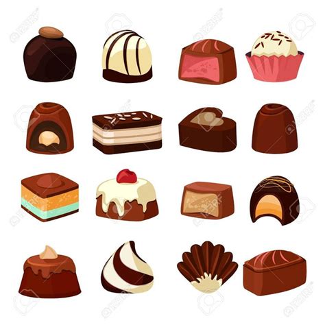 Chocolate Bonbon Truffle Candy Vector Icon Set Chocolatier Logos