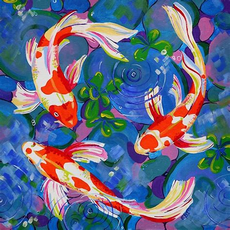 Koi Acrylic Koi Fish Painting Poster By Eveiart Redbubble