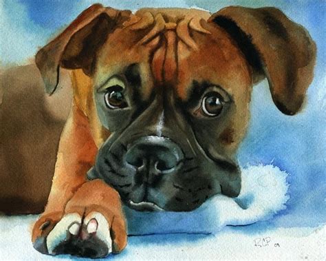 Boxer Dog Art Print Of My Watercolor Painting Boxer Baby