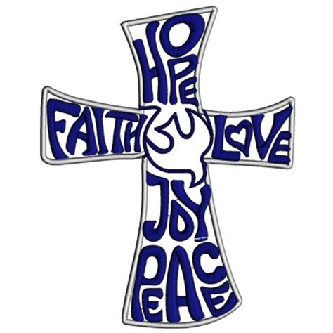 Hope Faith Love Joy Peace Cross Applique Machine