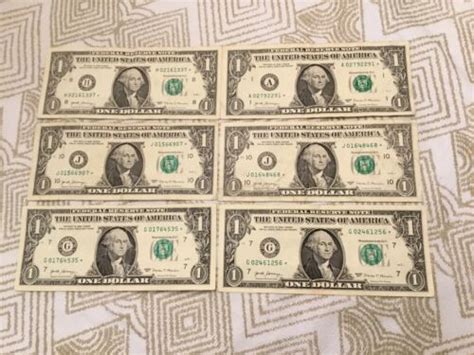 Six 1 Dollar Bill Star Note 2017 Ebay