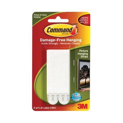3m Command Picture Hanging Strips Large Pack Of 4 17206