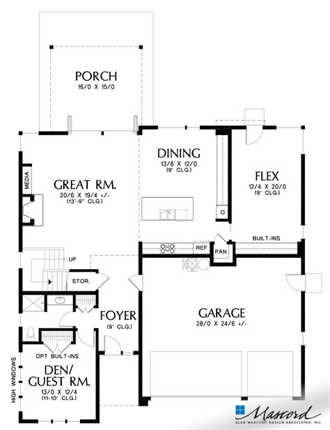 Main Floor Plan Of Mascord Plan 22210a The Carroll Contemporary