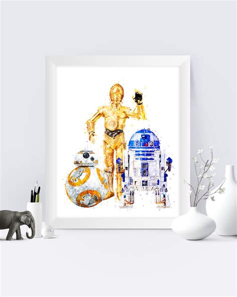 Star Wars R2 D2 Bb 8 C3po Print R2d2 C3po Bb8 Printable Etsy Star Wars Poster Art Star Wars