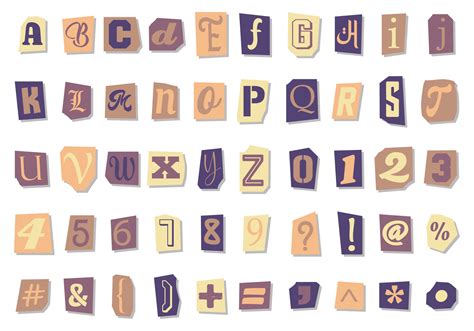 Collection Of Vintage Style Paper Letters Alphabet Letters Vector