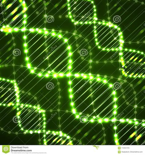 Abstract Spiral Of Dna Neon Molecular Stock Vector Illustration Of