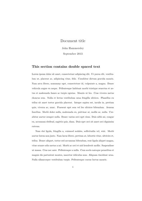 Double spaced document example : How can I double space a document? - Overleaf, Online LaTeX Editor