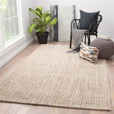 Mayen Natural Solid White And Tan Area Rug Design By Jaipur Burke Decor