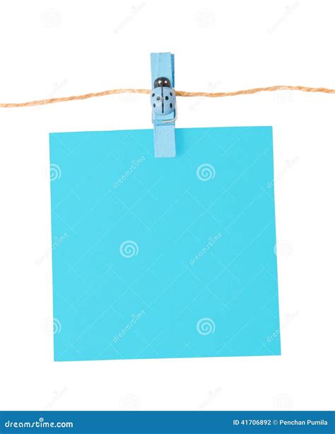 Pinned Blue Notepad Isolated On White Background Stock Photo Image Of