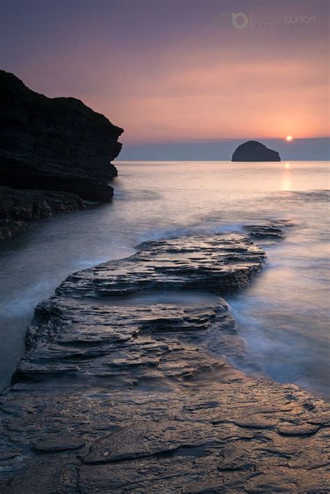 Gull Rock Sunset Trebarwith Strand Cornwall England