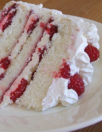 White Cake Raspberry Filling Whipped Cream Frosting Raspberry