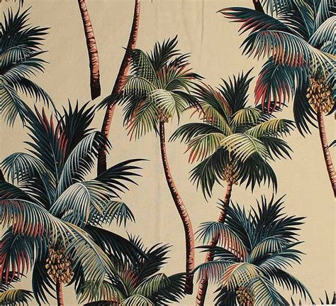11 Tropical Leaf Print Barkcloth Fabrics In 31 Colorways Palms Retro