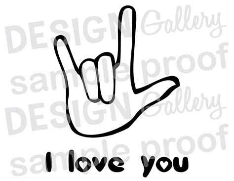Asl I Love You Hand Sign Language  Png And Svg Dxf Cut Etsy