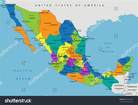 Mexico Map Labeled