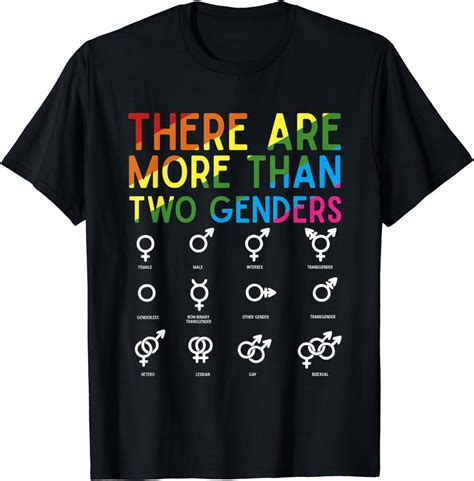 There Are More Than Two Genders Symbols Rainbow LGBT Flag T Shirt Amazon Co Uk Clothing