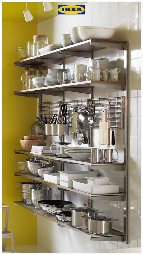 Kitchen island ideas ikea shelves wall. KUNGSFORS stainless steel, ash, Suspension rail with shelf ...