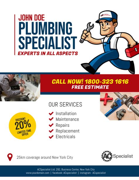 Plumbing Service Flyer Poster Template Postermywall