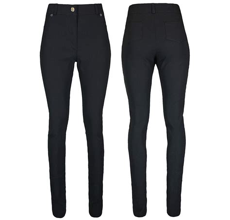 Ladies Girls Black High Waisted Womens Trousers School Pant Work