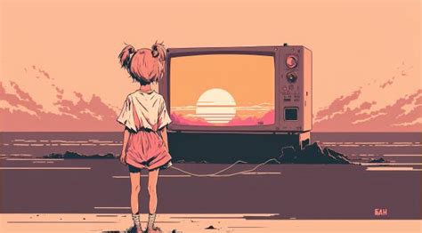 1333x768 Anime Girl 4k Watching Landscape 1333x768 Resolution Wallpaper