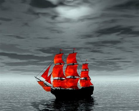 Red Ship Red Ship Sea Sail Hd Wallpaper Peakpx